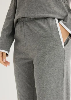 bonprix bonprix Pijama de algodón puro Gris jaspeado-blanco New