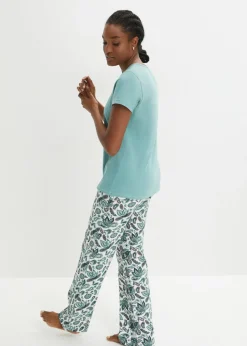 bonprix bonprix Pijama de algodón puro (3 piezas) azul marino + salvia ahumado Outlet