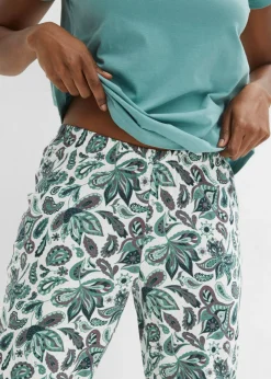bonprix bonprix Pijama de algodón puro (3 piezas) azul marino + salvia ahumado Outlet