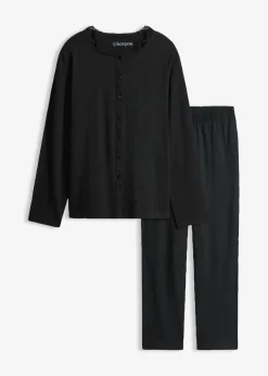 bonprix bonprix Pijama de algodón suave Negro Clearance