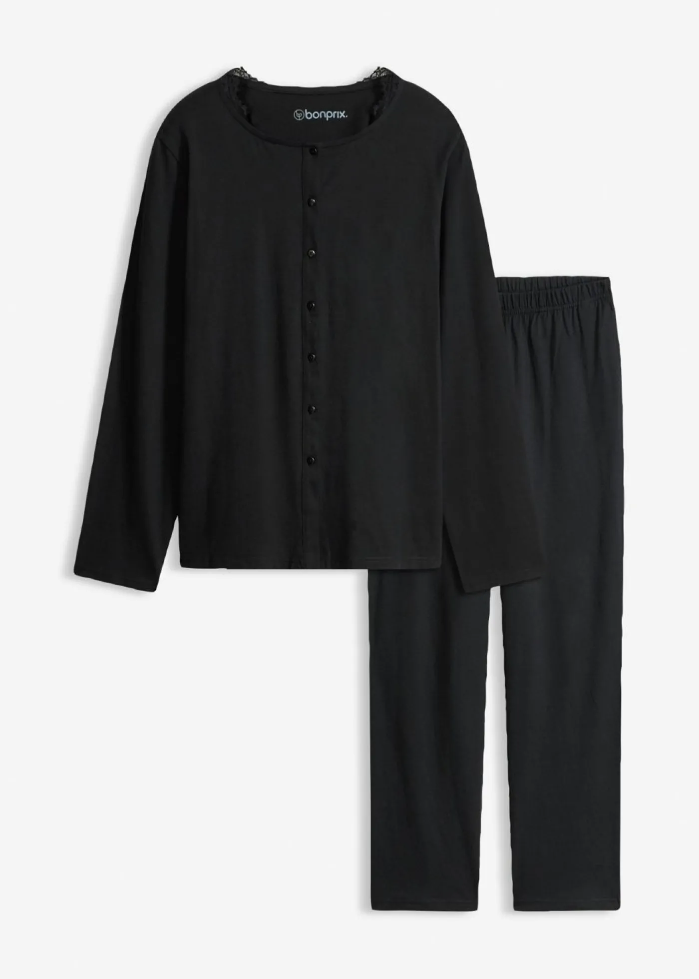 bonprix bonprix Pijama de algodón suave Negro Clearance