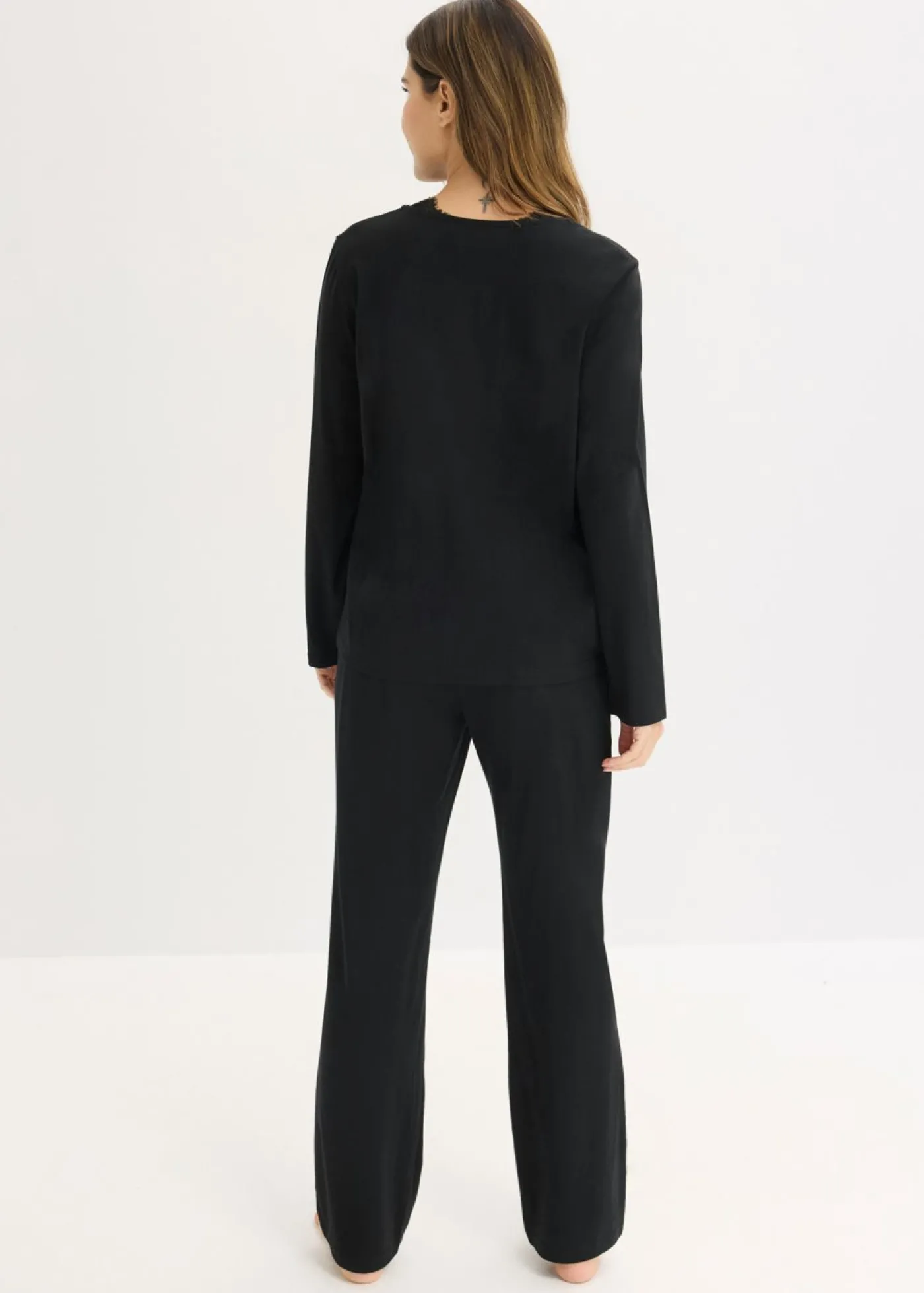 bonprix bonprix Pijama de algodón suave Negro Clearance