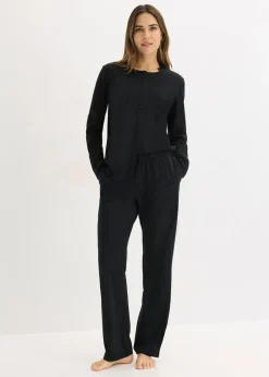 bonprix bonprix Pijama de algodón suave Negro Clearance