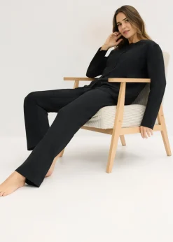 bonprix bonprix Pijama de algodón suave Negro Clearance