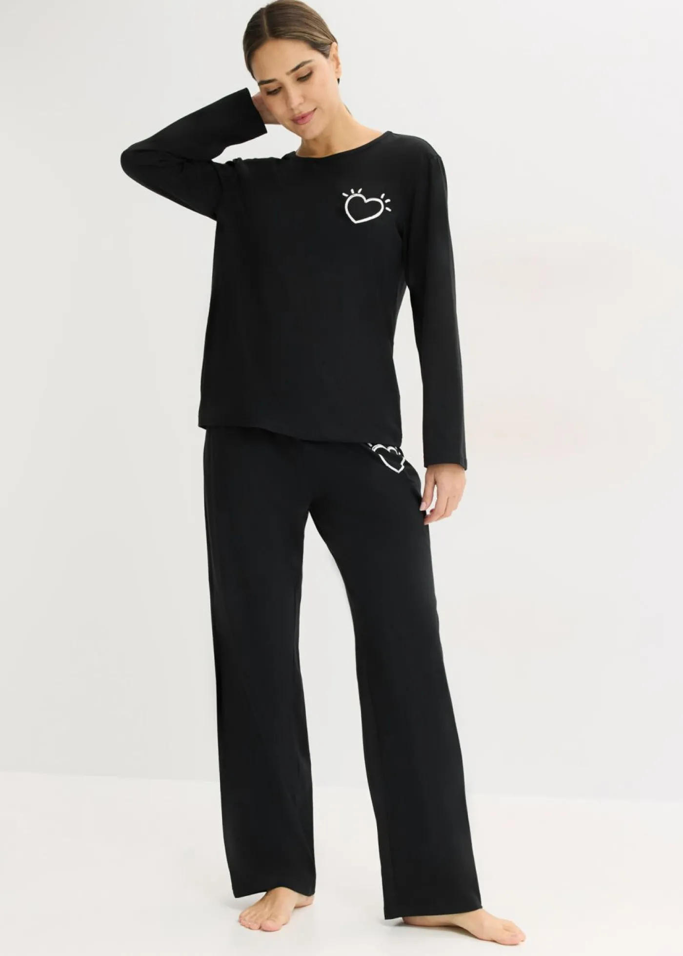 bonprix bonprix Pijama de algodón suave Negro Best