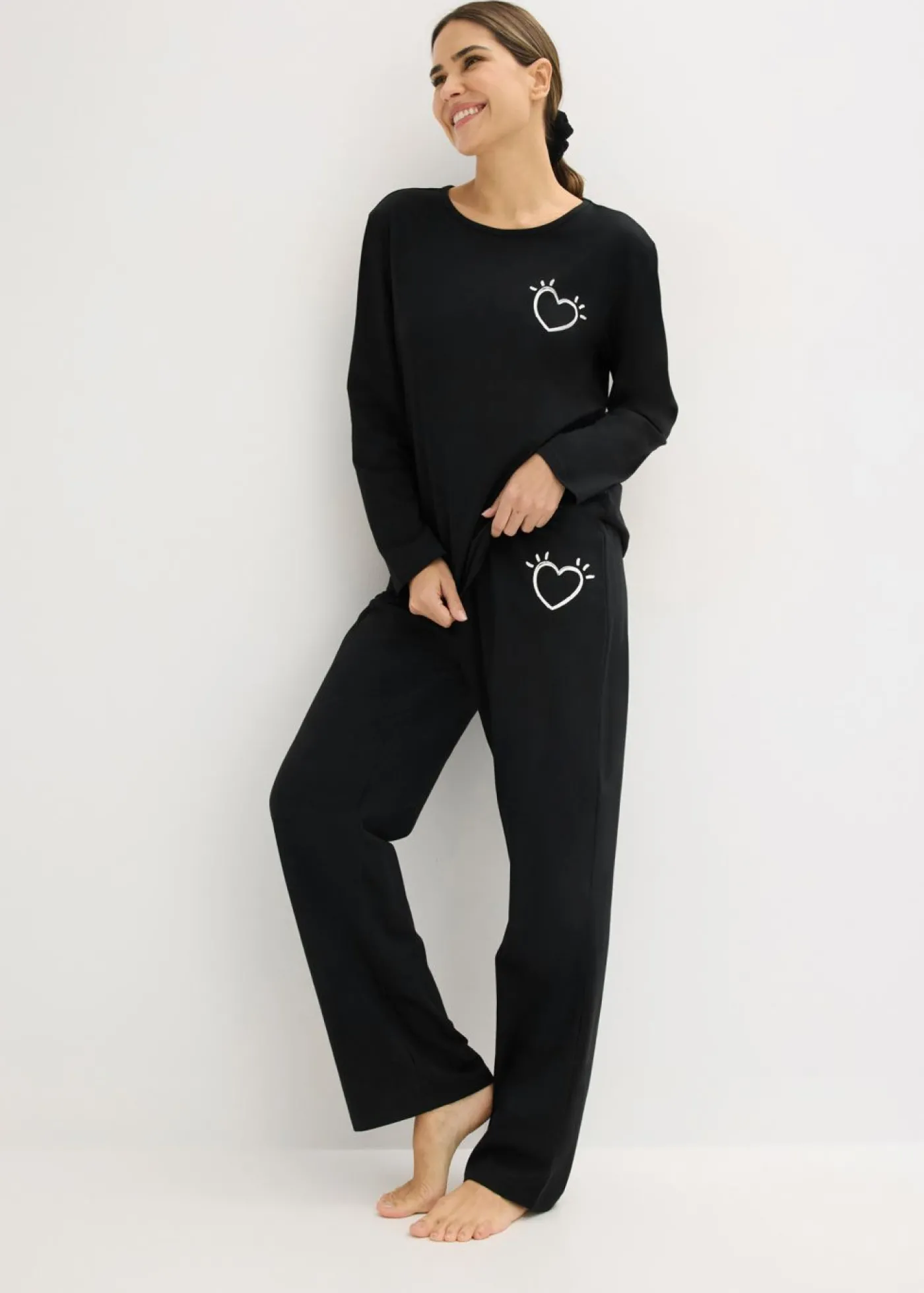bonprix bonprix Pijama de algodón suave Negro Best