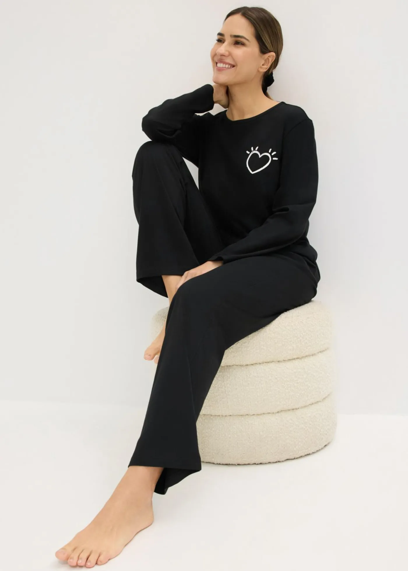 bonprix bonprix Pijama de algodón suave Negro Best