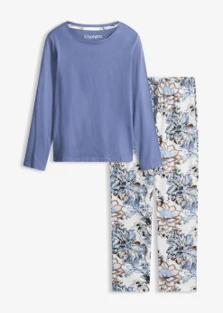 bonprix bonprix Pijama de algodón suave índigo-natural jaspeado Online