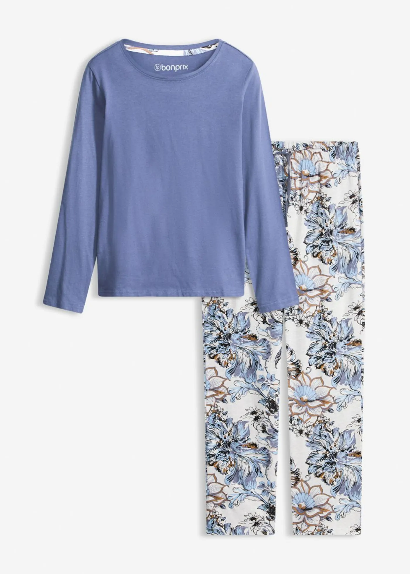 bonprix bonprix Pijama de algodón suave índigo-natural jaspeado Online