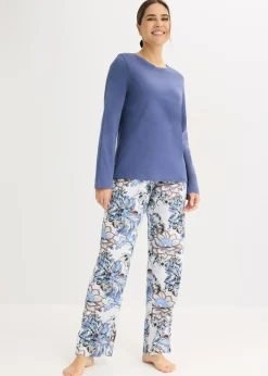 bonprix bonprix Pijama de algodón suave índigo-natural jaspeado Online