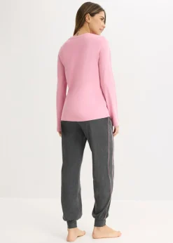 bonprix bonprix Pijama de algodón suave orquídea ahumado-antracita jaspeado moteado Clearance