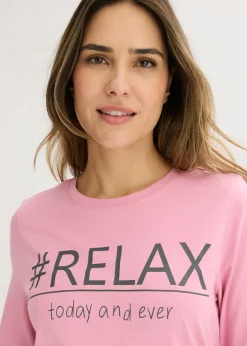 bonprix bonprix Pijama de algodón suave orquídea ahumado-antracita jaspeado moteado Clearance