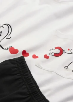 bonprix bonprix Pijama de algodón suave Blanco-negro Hot
