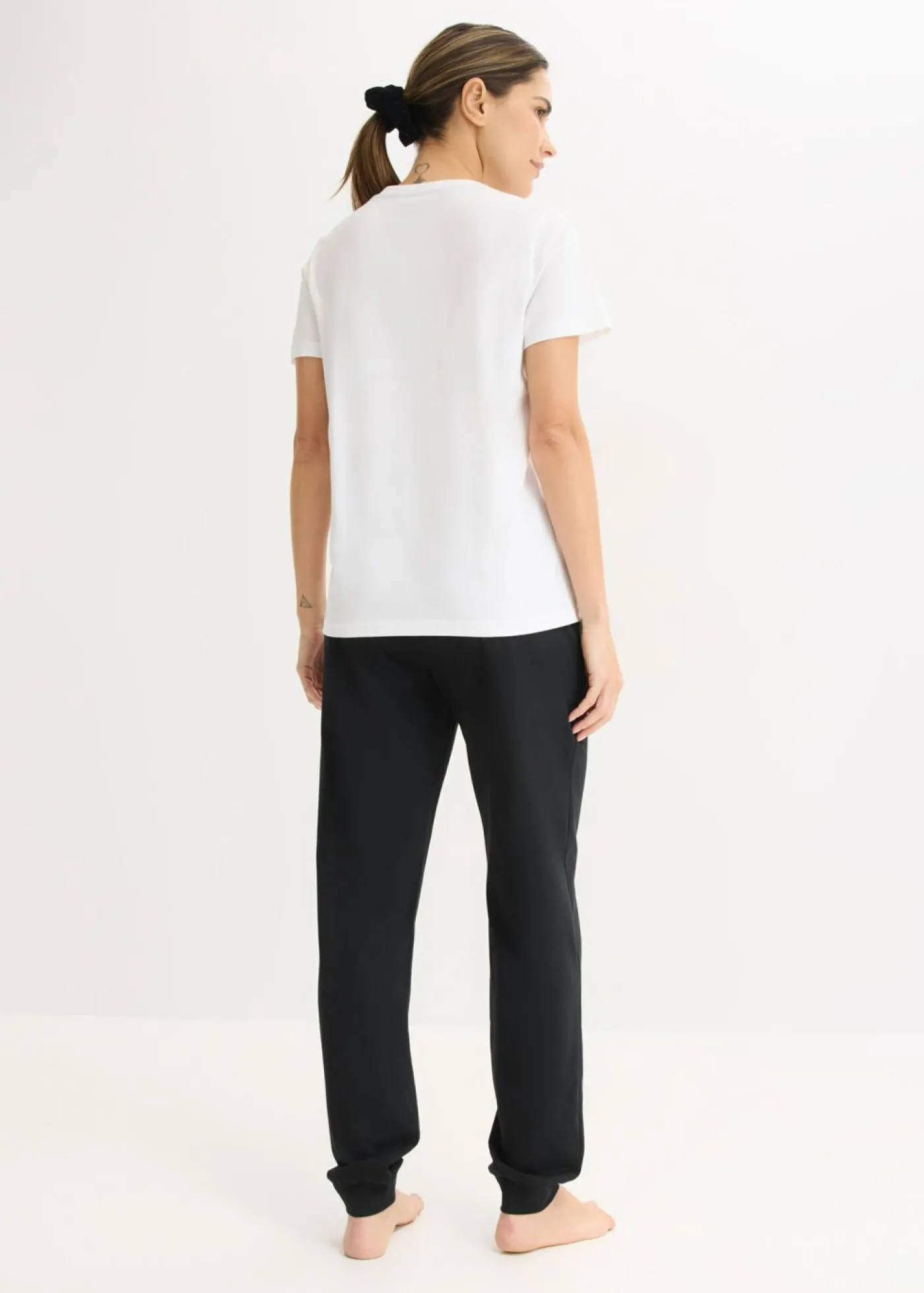 bonprix bonprix Pijama de algodón suave Blanco-negro Hot