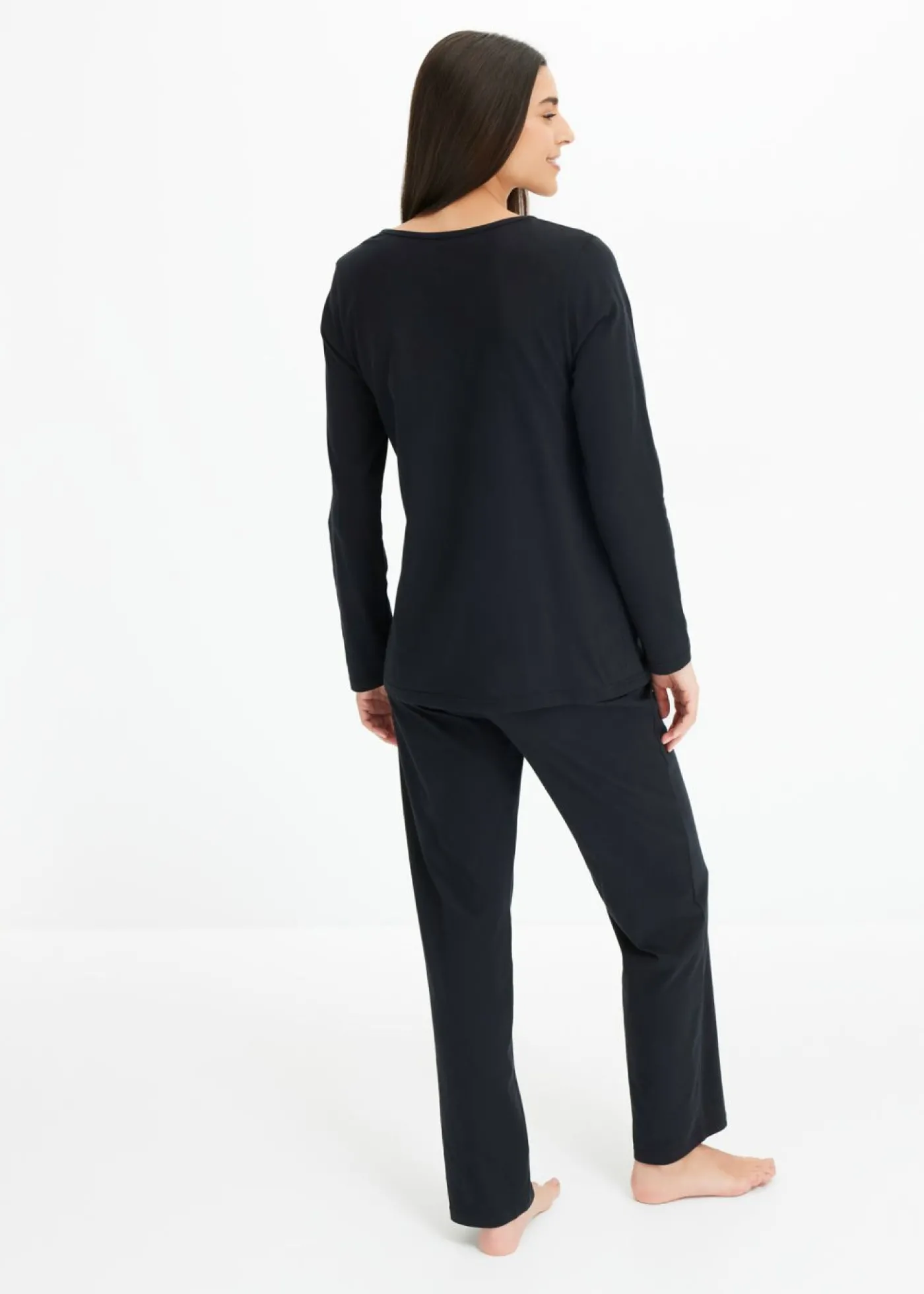 bonprix bonprix Pijama de algodón suave Negro Hot