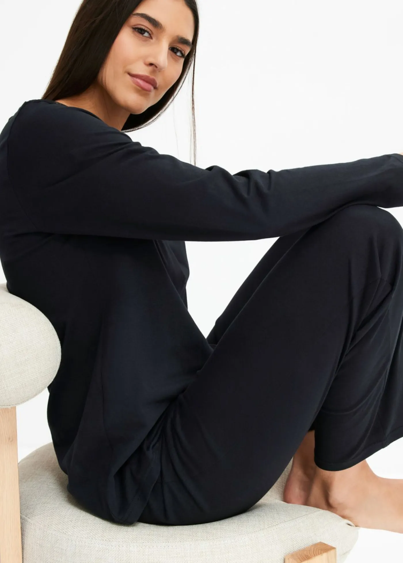 bonprix bonprix Pijama de algodón suave Negro Hot