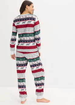 bonprix bonprix Pijama de algodón suave con bolsa de regalo Natural jaspeado estampado New