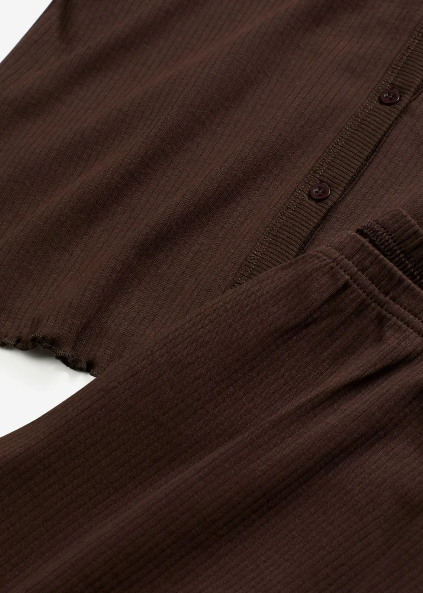 bonprix bonprix Pijama de canalé con botones Marrón oscuro Outlet