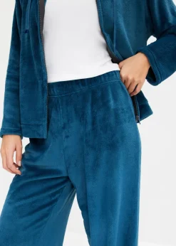 bonprix bonprix Pijama de felpa agradable petróleo azul-azul oscuro con rayas Online