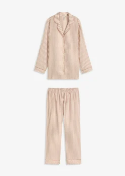 bonprix bonprix Pijama de franela con bolsa regalo Batido de chocolate/blanco lana de rayas Discount