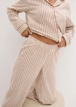 bonprix bonprix Pijama de franela con bolsa regalo Batido de chocolate/blanco lana de rayas Discount