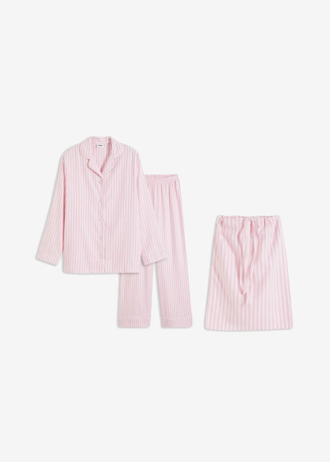 bonprix bonprix Pijama de franela con bolsa regalo Orquídea ahumado/rosa claro de rayas New