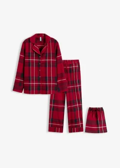 bonprix bonprix Pijama de franela de suave algodón con bolsa de regalo Rojo oscuro de cuadros Sale