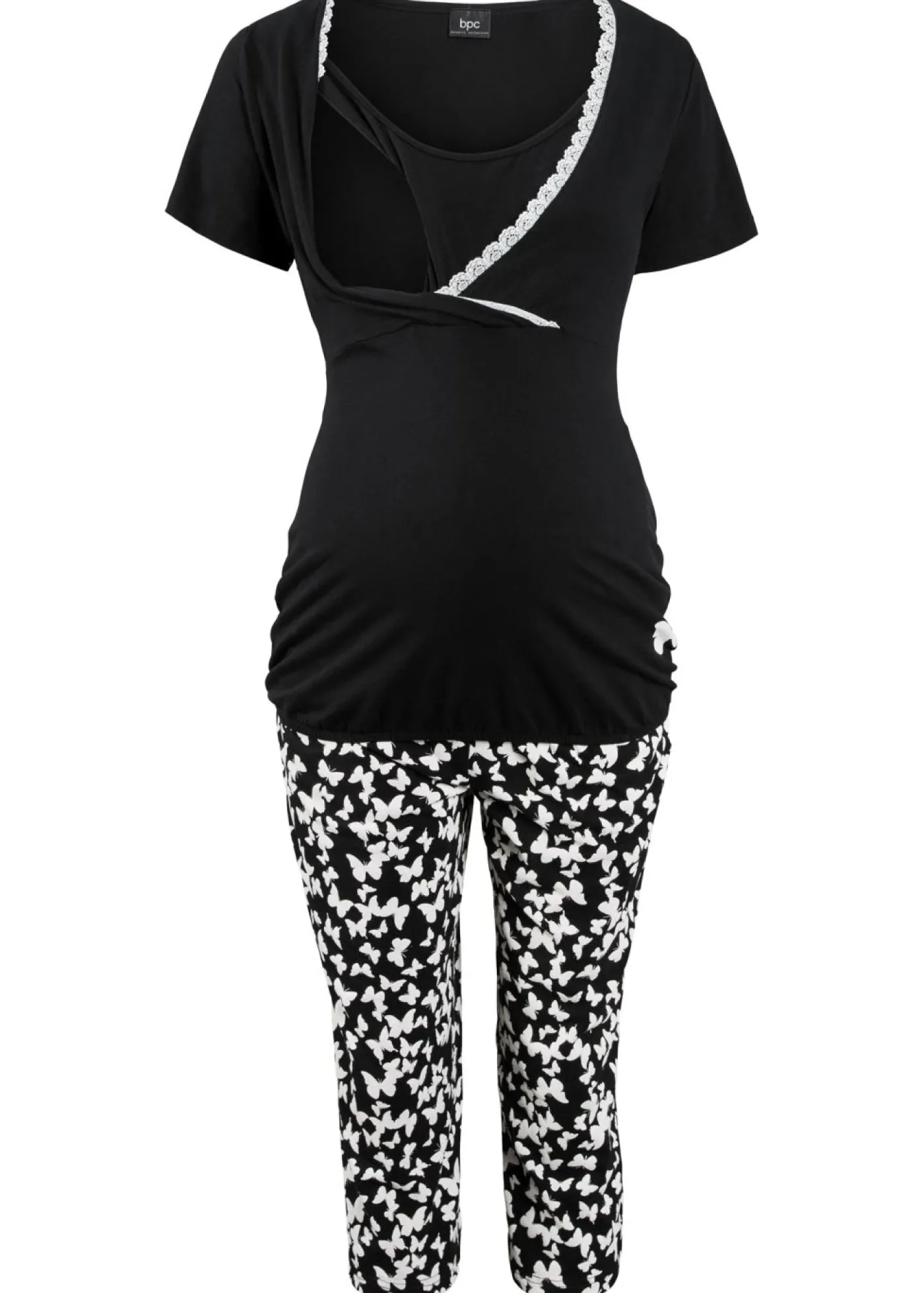 bonprix bonprix Pijama de lactancia Negro estampado