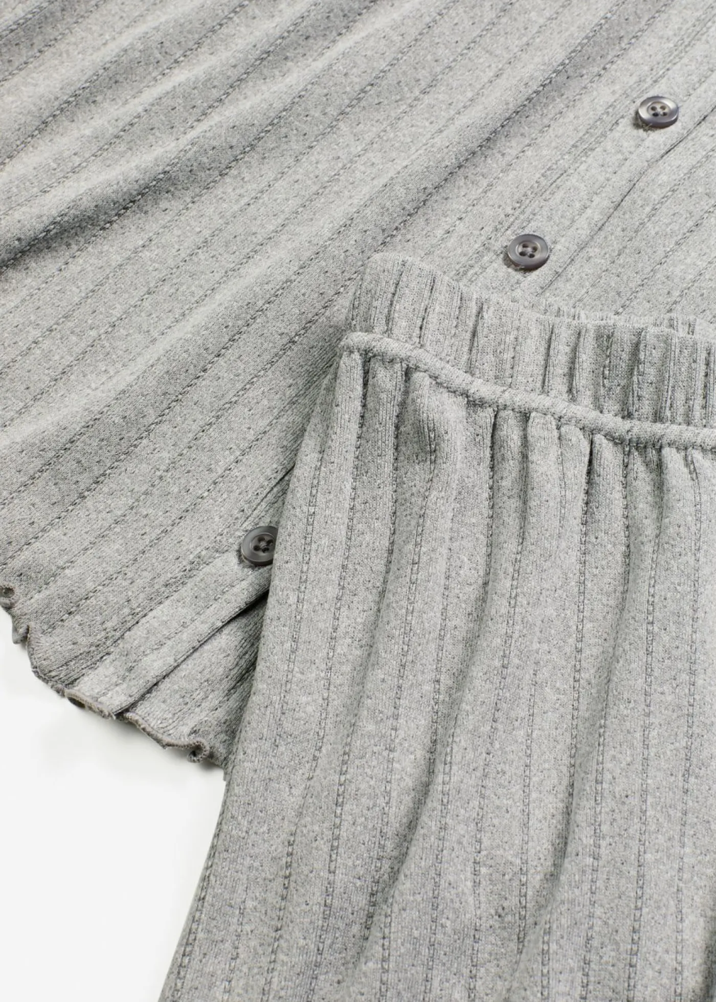 bonprix bonprix Pijama de pointelle suave gris jaspeado moteado Best
