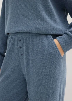 bonprix bonprix Pijama de suave punto gofrado azul marino moteado Clearance