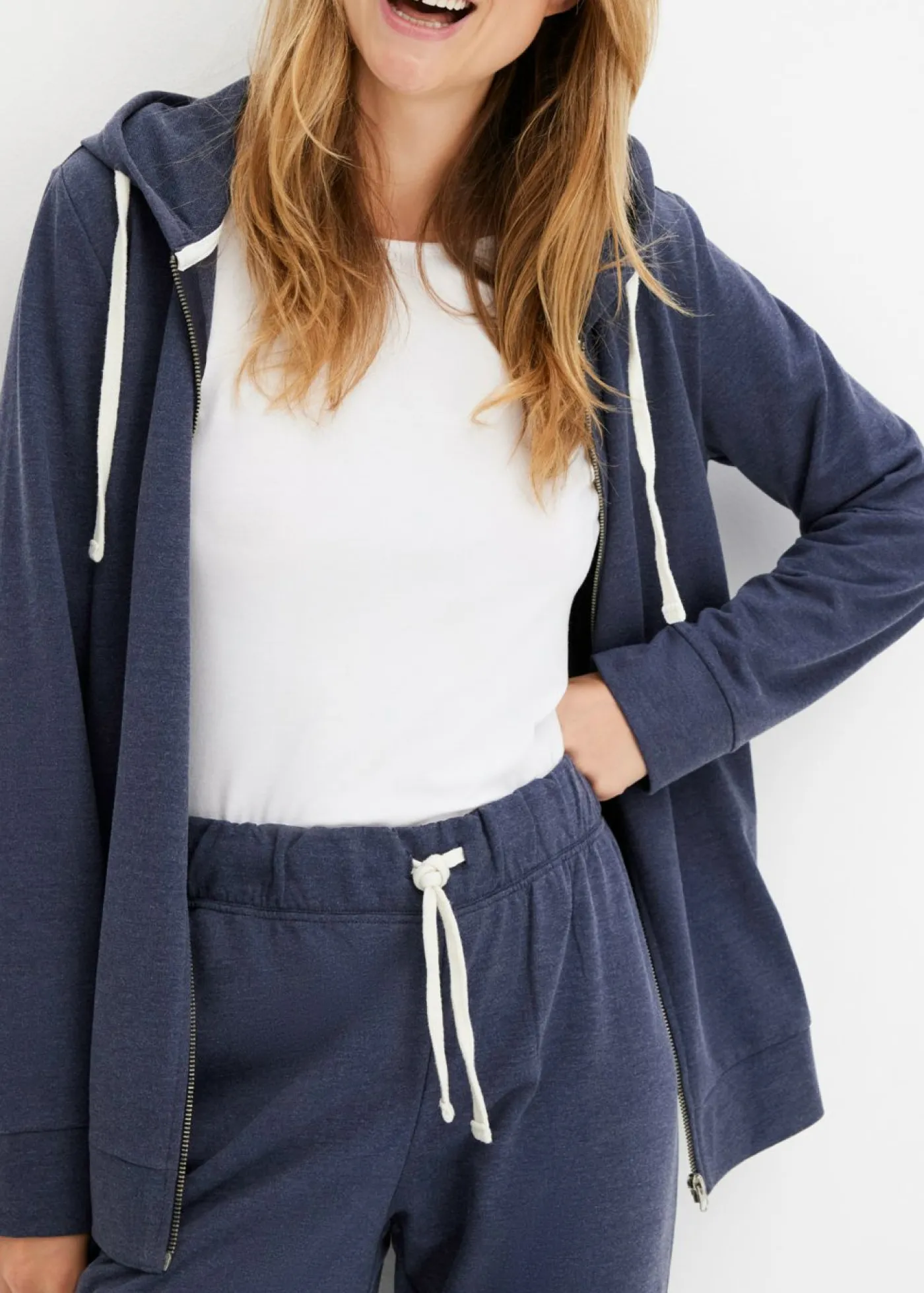bonprix bonprix Pijama de tejido de sudadera azul marino moteado