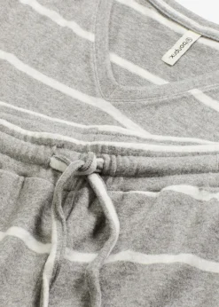 bonprix bonprix Pijama holgado de tejido suave gris jaspeado-natural jaspeado con rayas Discount