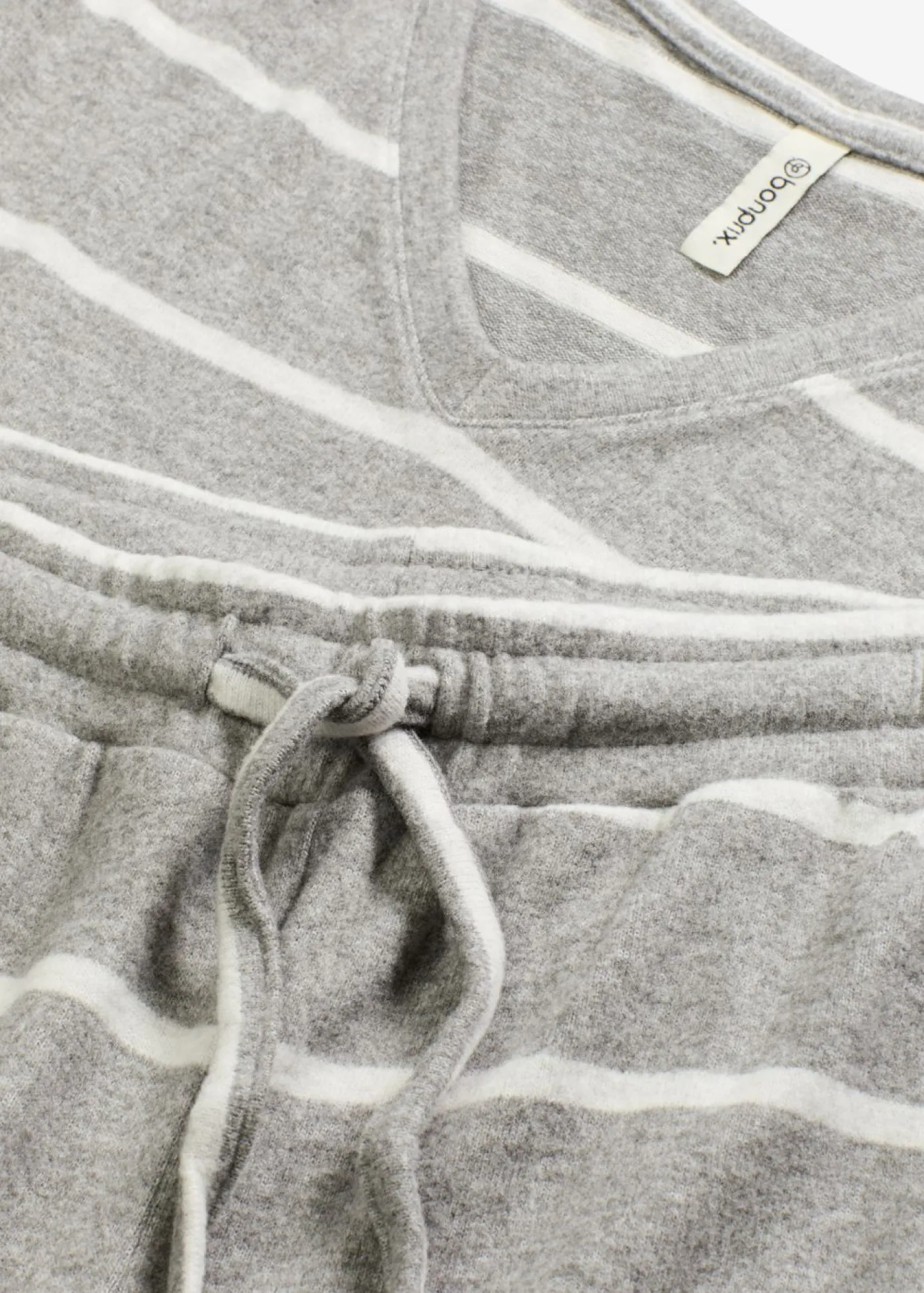 bonprix bonprix Pijama holgado de tejido suave gris jaspeado-natural jaspeado con rayas Discount