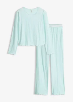 bonprix bonprix Pijama ligero con estampado de corazones Turquesa pastel Outlet