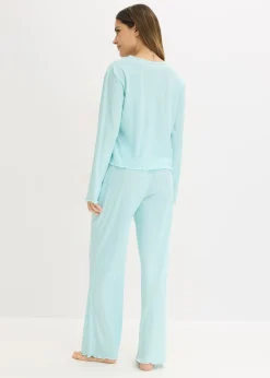 bonprix bonprix Pijama ligero con estampado de corazones Turquesa pastel Outlet