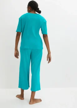 bonprix bonprix Pijama loungewear de canalé con culotte Esmeralda Online