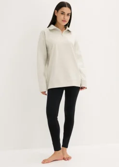 bonprix bonprix Pijama tipo sudadera con leggings natural jaspeado-negro Online
