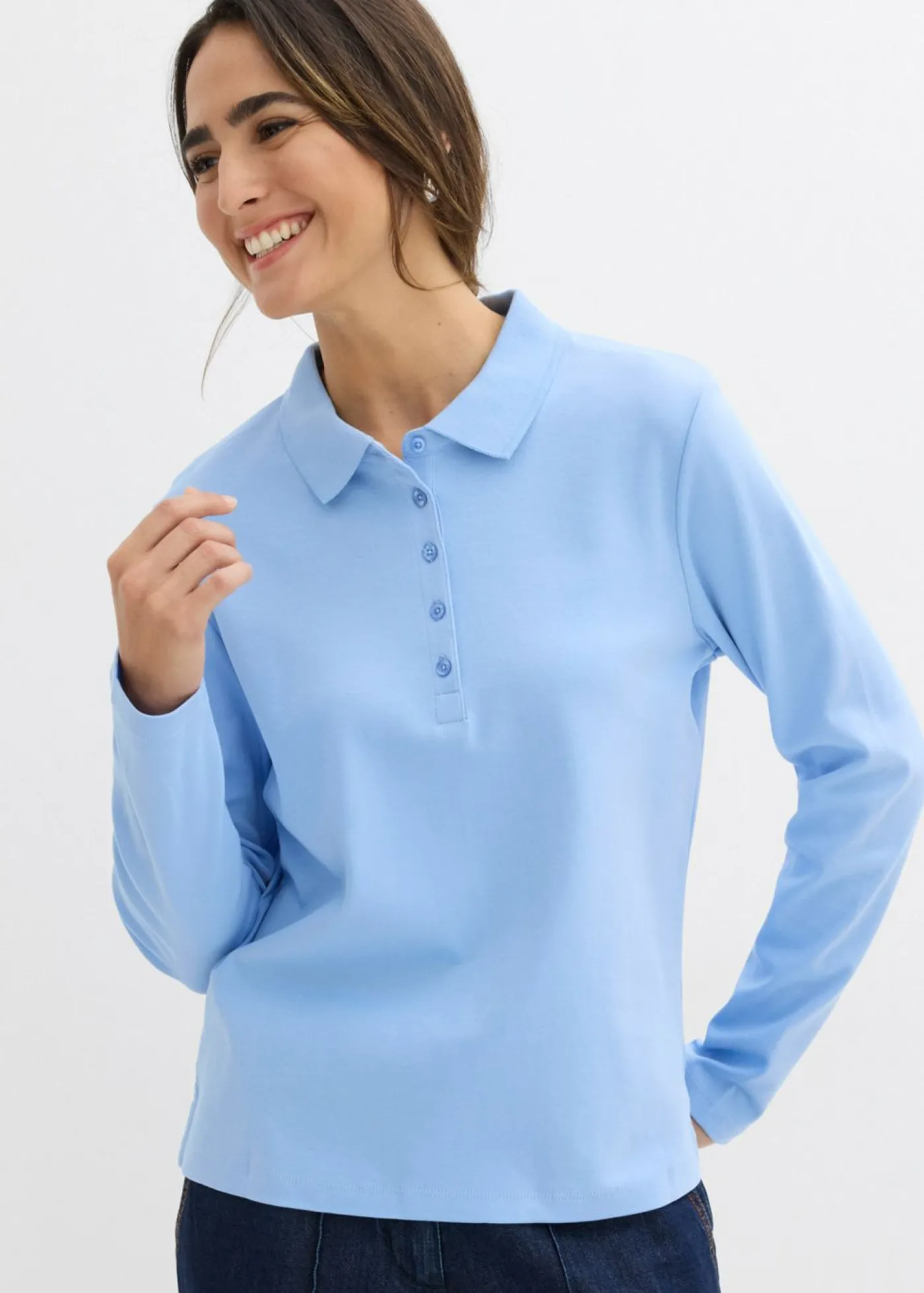 bonprix bonprix Polo de algodón orgánico pesado Azul perla Sale