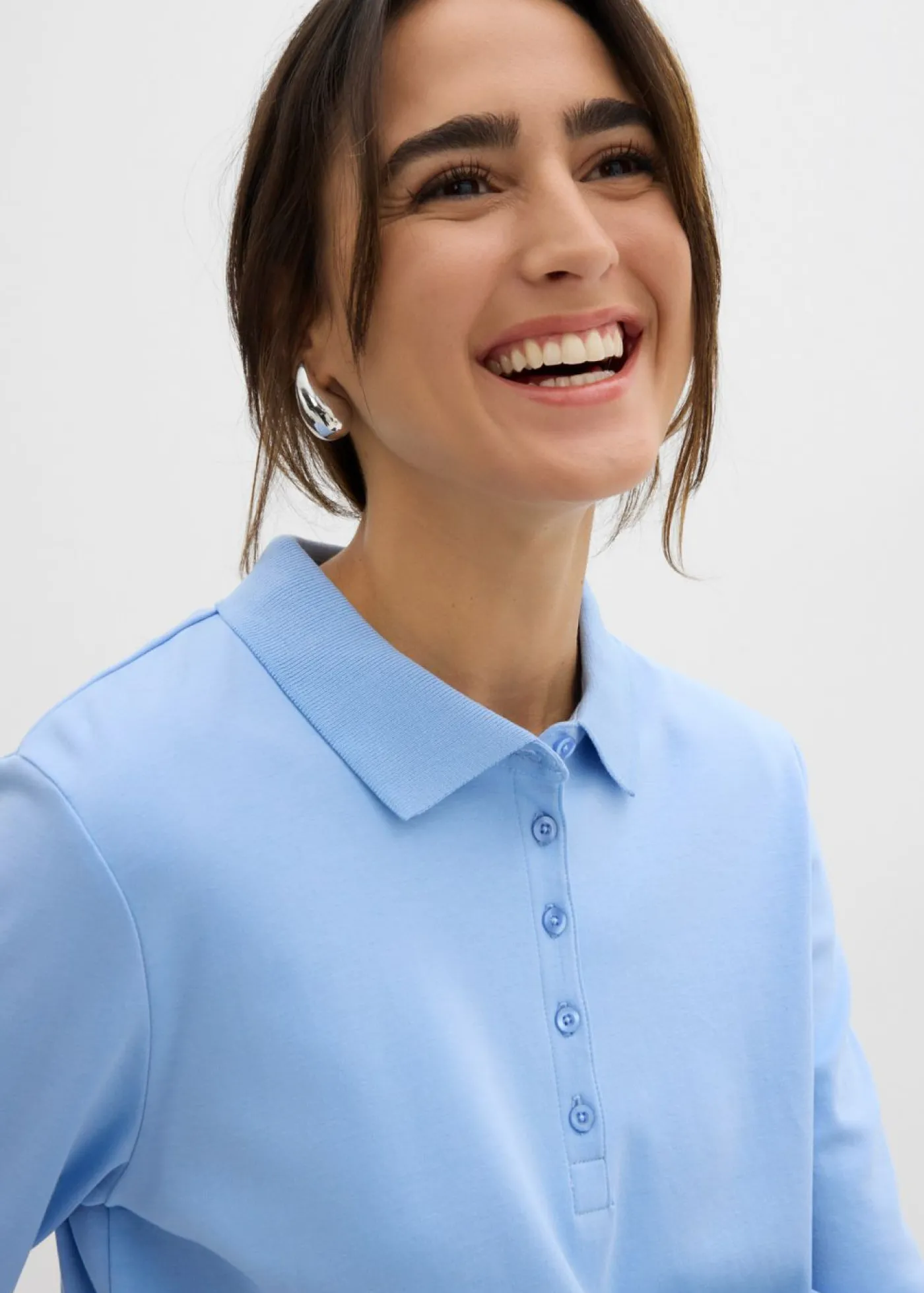 bonprix bonprix Polo de algodón orgánico pesado Azul perla Sale