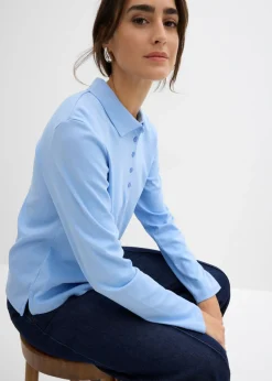 bonprix bonprix Polo de algodón orgánico pesado Azul perla Sale