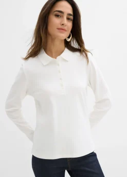 bonprix bonprix Polo de algodón orgánico pesado Blanco lana