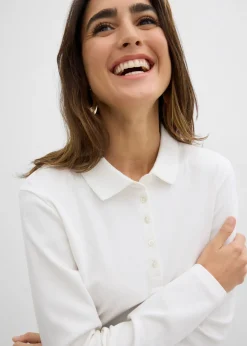 bonprix bonprix Polo de algodón orgánico pesado Blanco lana