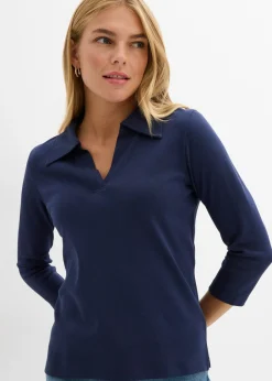 bonprix bonprix Polo de algodón orgánico puro Azul marino Online