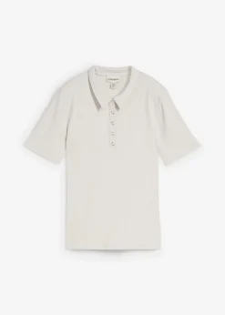 bonprix bonprix Polo de mezcla de viscosa plata jaspeado Discount