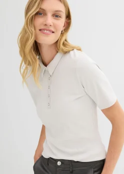 bonprix bonprix Polo de mezcla de viscosa plata jaspeado Discount