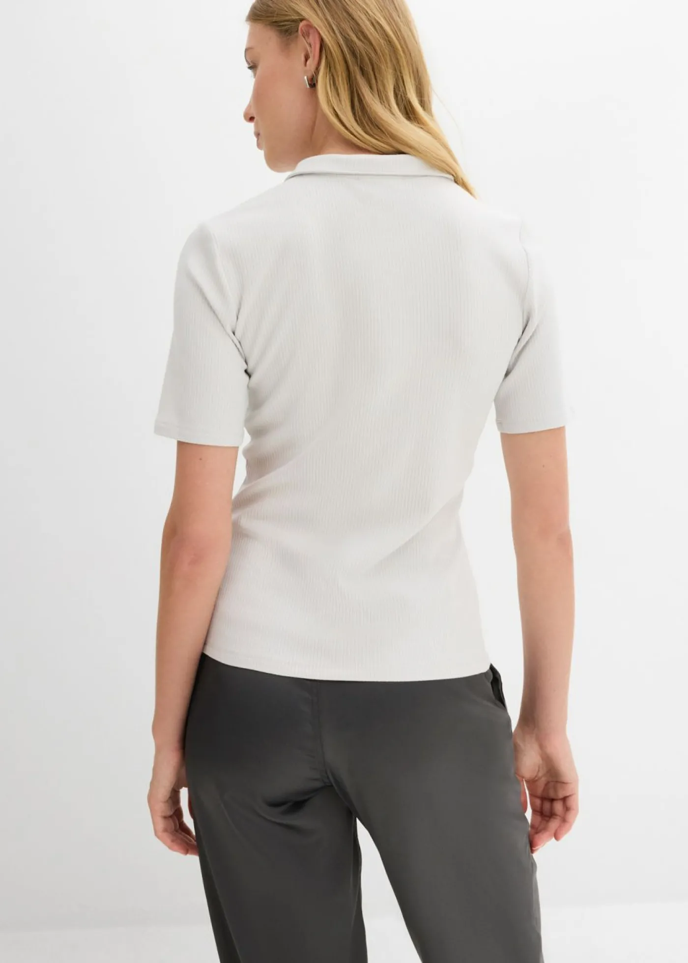 bonprix bonprix Polo de mezcla de viscosa plata jaspeado Discount