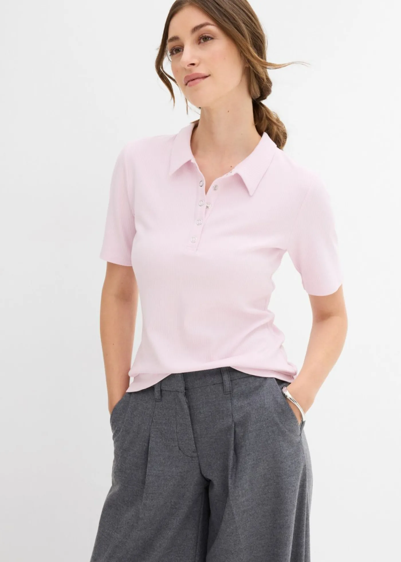 bonprix bonprix Polo de mezcla de viscosa Lila empolvado Sale