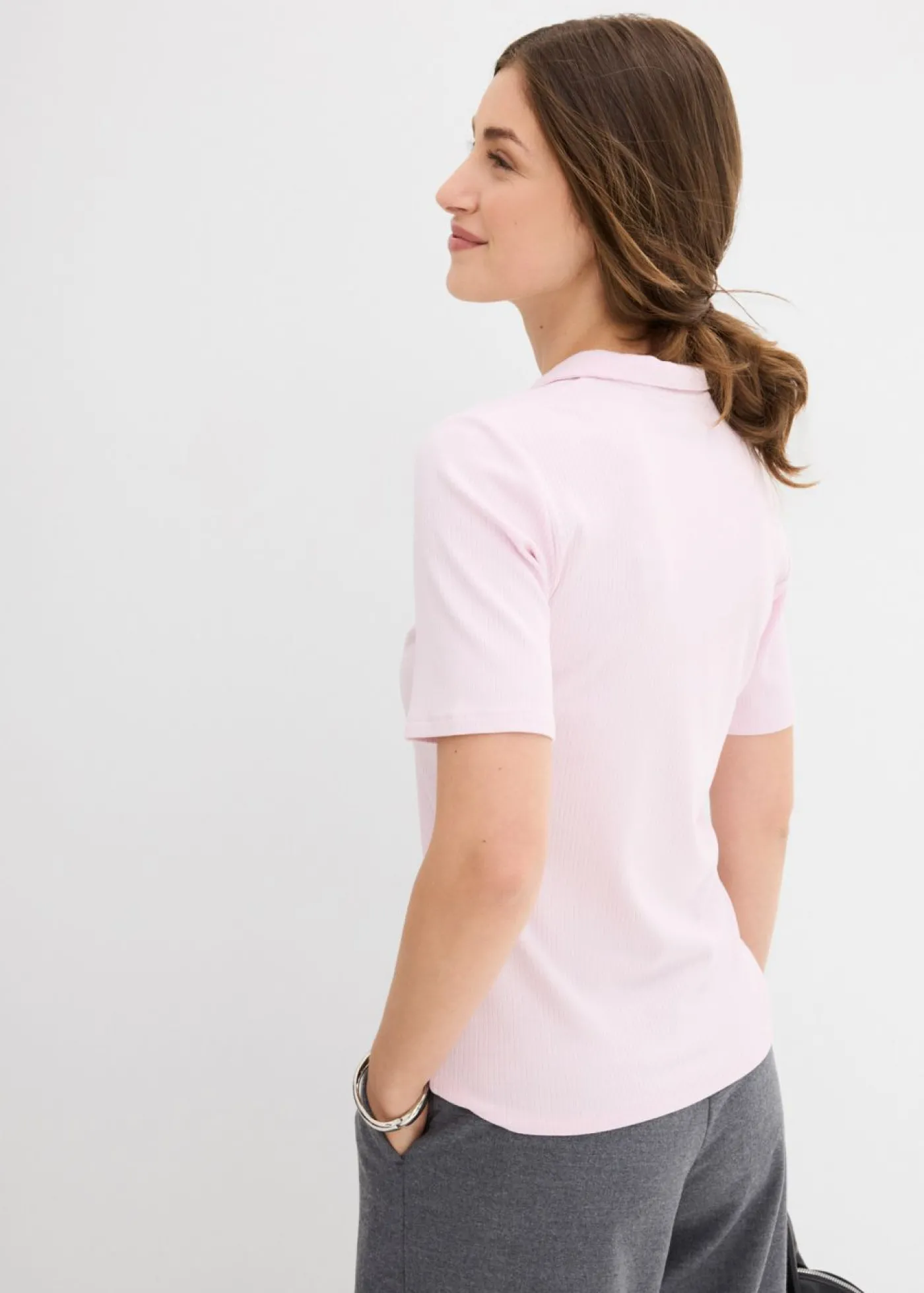 bonprix bonprix Polo de mezcla de viscosa Lila empolvado Sale