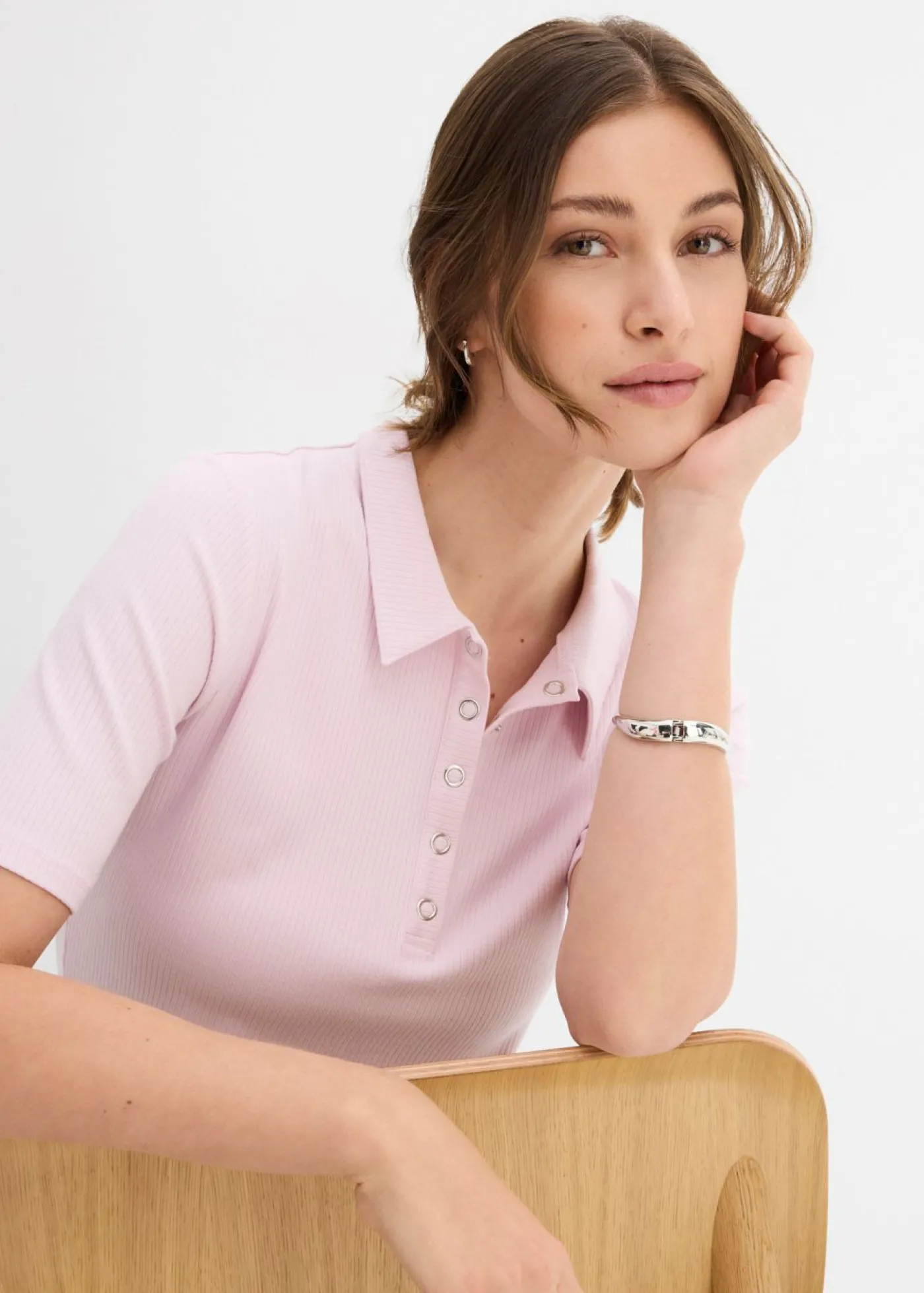 bonprix bonprix Polo de mezcla de viscosa Lila empolvado Sale