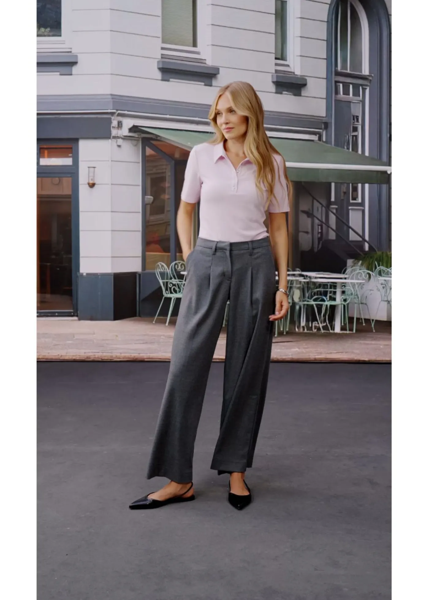 bonprix bonprix Polo de mezcla de viscosa Lila empolvado Sale